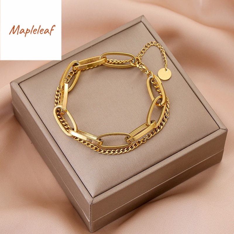 Original 18K Saudi gold pawnable thick chain doublelayer bracelet