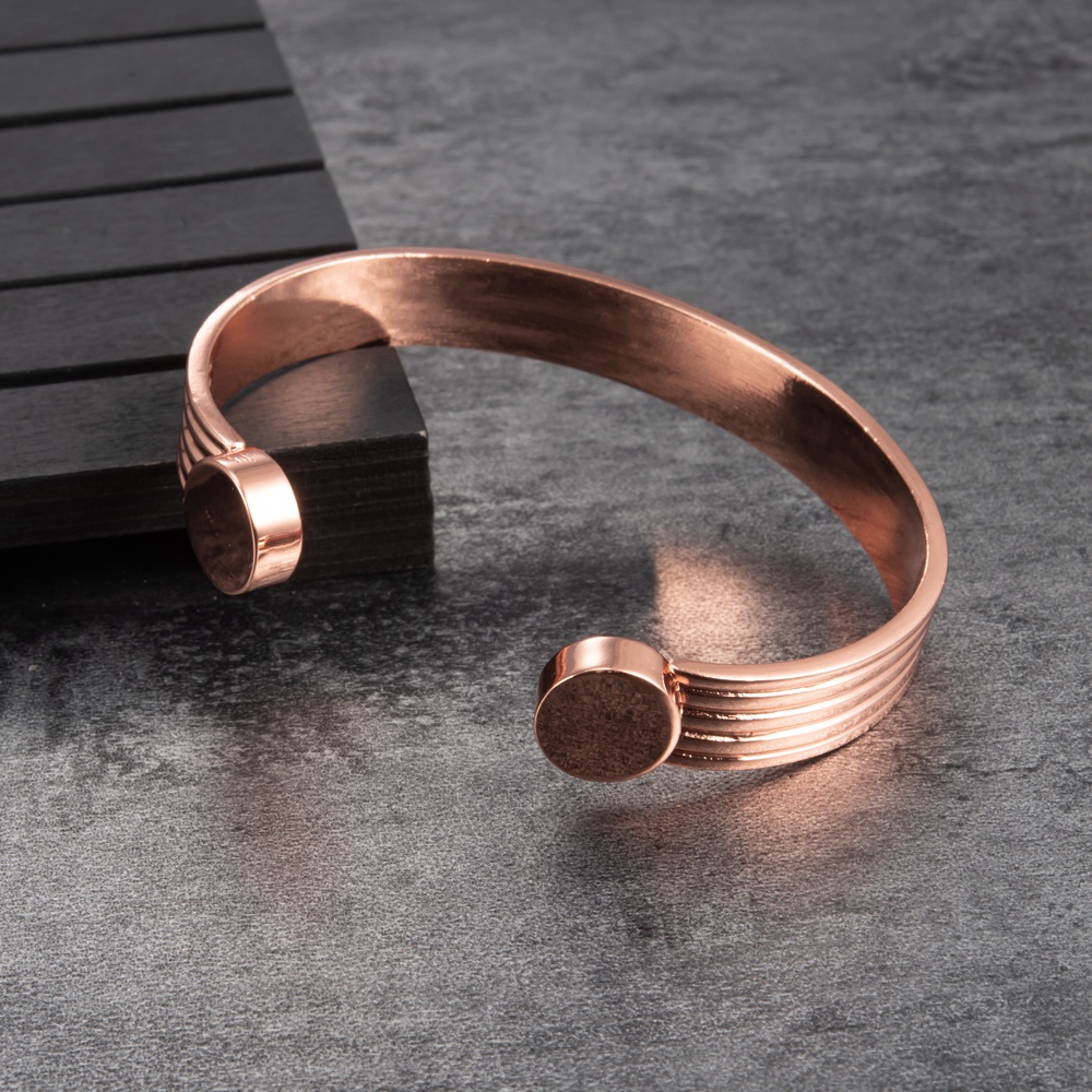 Pure Copper Bracelets for Men Women Adjustable Cuff Stripe Magnetic ...