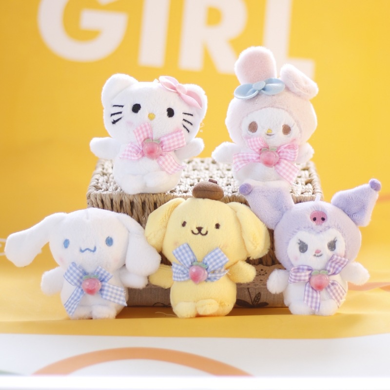 Sanrio Plush Cinnamoroll My Melody Kuromi Pompompurin Kawaii Cartoon Cute Plush Keychain Anime