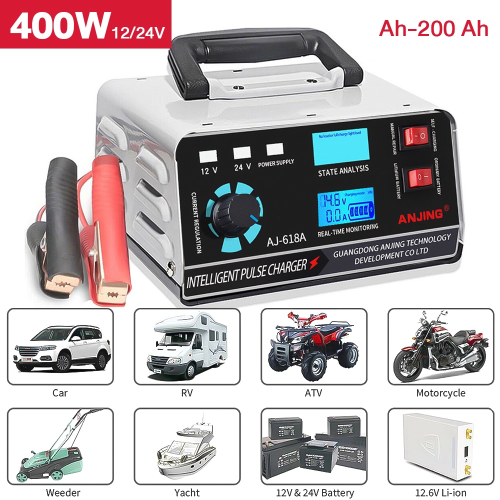 ANJING 400W Car Heavy Duty Battery Charger 12v 24v Original Fast