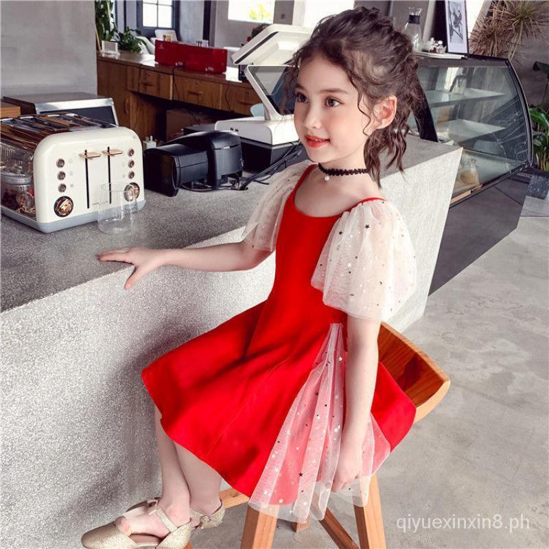 Girl dress 5 girls' chiffon gauze dress 3 Korean version fashion lovely ...