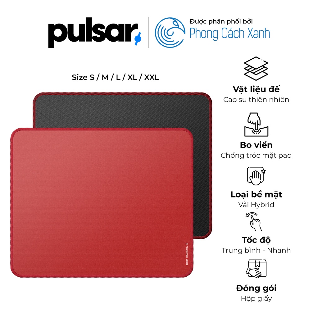 Pulsar ParaControl V2 (Medium Speed) Red rubber sole mouse pad Size S to XXL (New Size