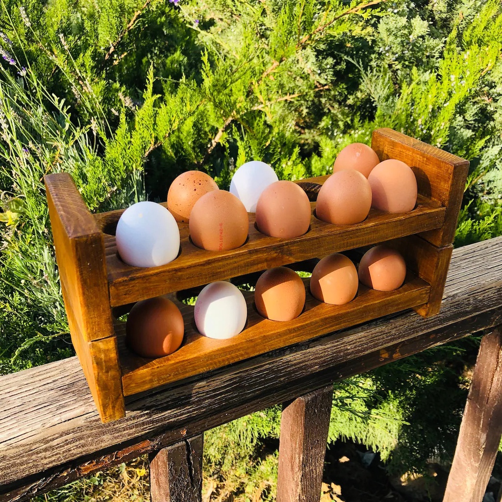 Farmhouse Stackable Wood Egg Holder Egg Storage Fresh Egg Storage Egg ...