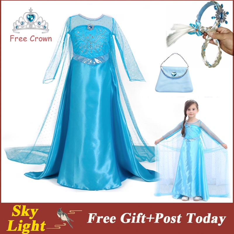 Elsa Frozen Christmas Halloween Dress For Girls Sequined Mesh Dress