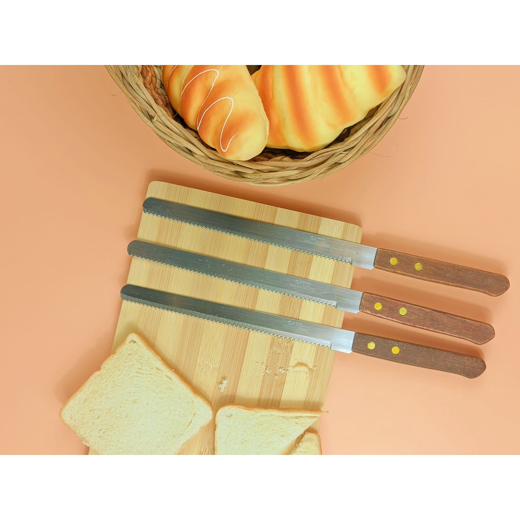 H&H Stainless Steel Toaster Knife 8inch Wooden Handle NonStick