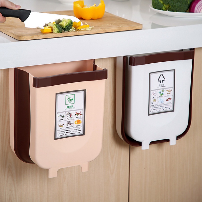 Hanging Foldable Wall Mounted Trash Bin Storage Large Opening Space Saver Dust Bin Shopee