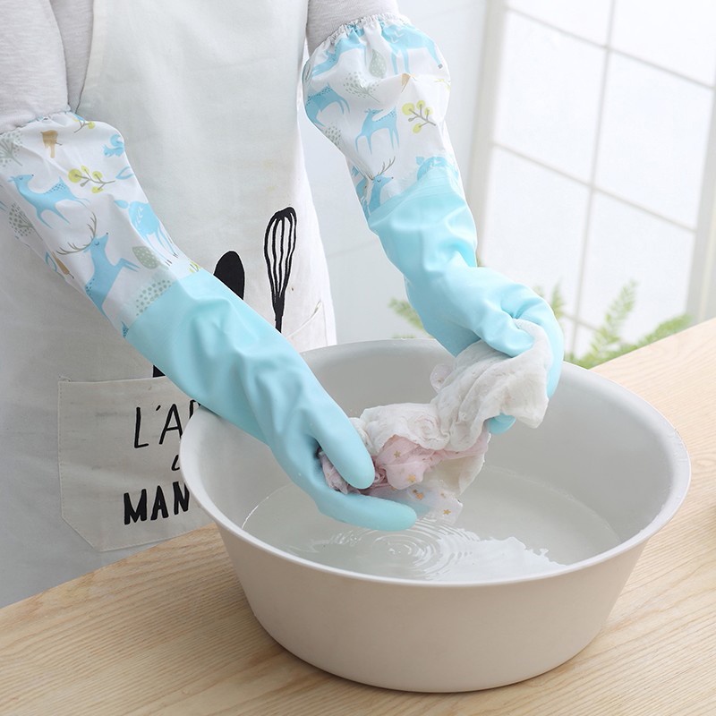 Higher Latex Long Gloves Dishwashing Gloves Kitchen Cleaning Waterproof ...