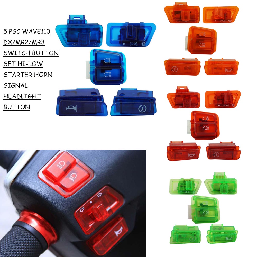 5 PSC WAVE110 DX/MR2/MR3 SWITCH BUTTON SET HI-LOW STARTER HORN SIGNAL ...