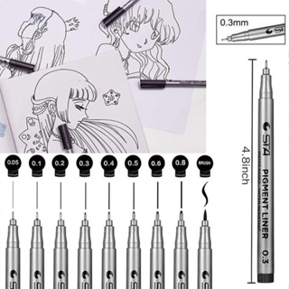 Precision Micro-Line Pens, Set of 9 Black Micro-Pen Fineliner Ink Pens,  Waterproof Archival ink, Multiliner, Sketching, Anime, Artist Illustration,  Technical Drawing, Office Documents 