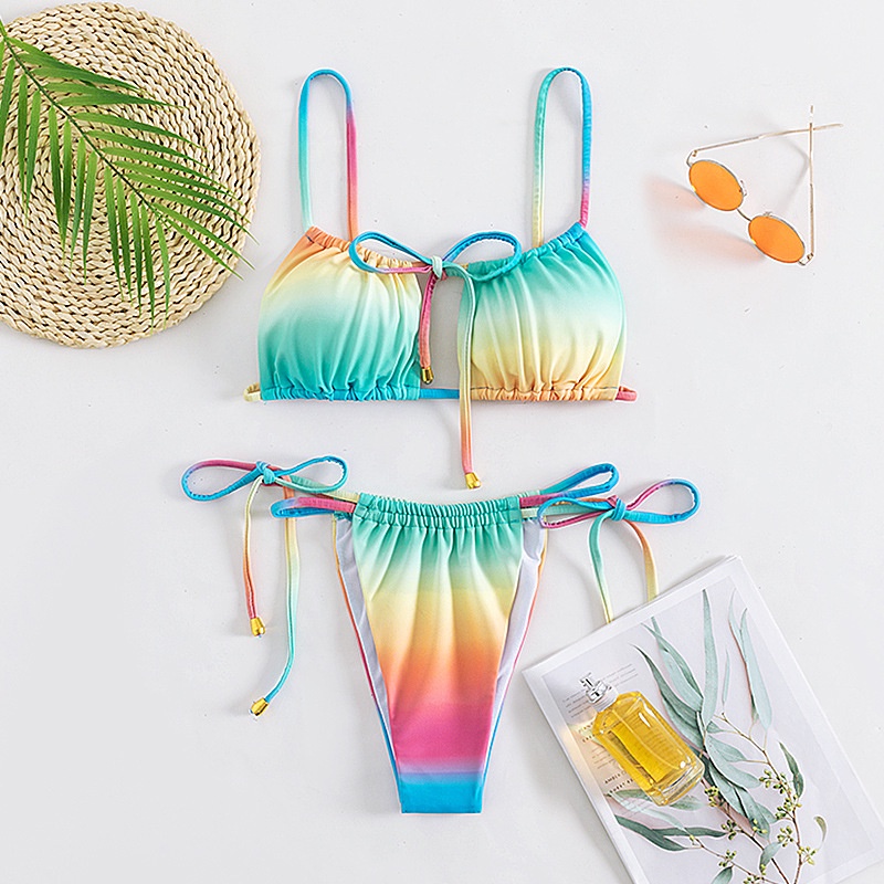 Sexy Bikini Set Hollow Out Bikinis Print Beachwear Women Swimsuit