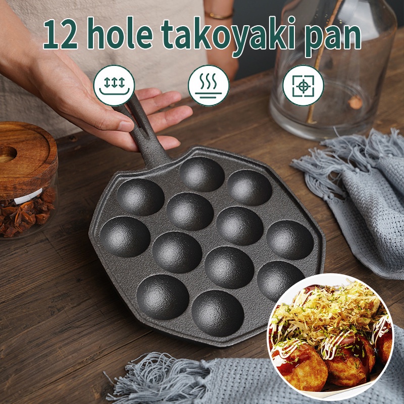 12 Holes Takoyaki Grill Pan Pancake/Octopus Ball Maker Baking Mold Non