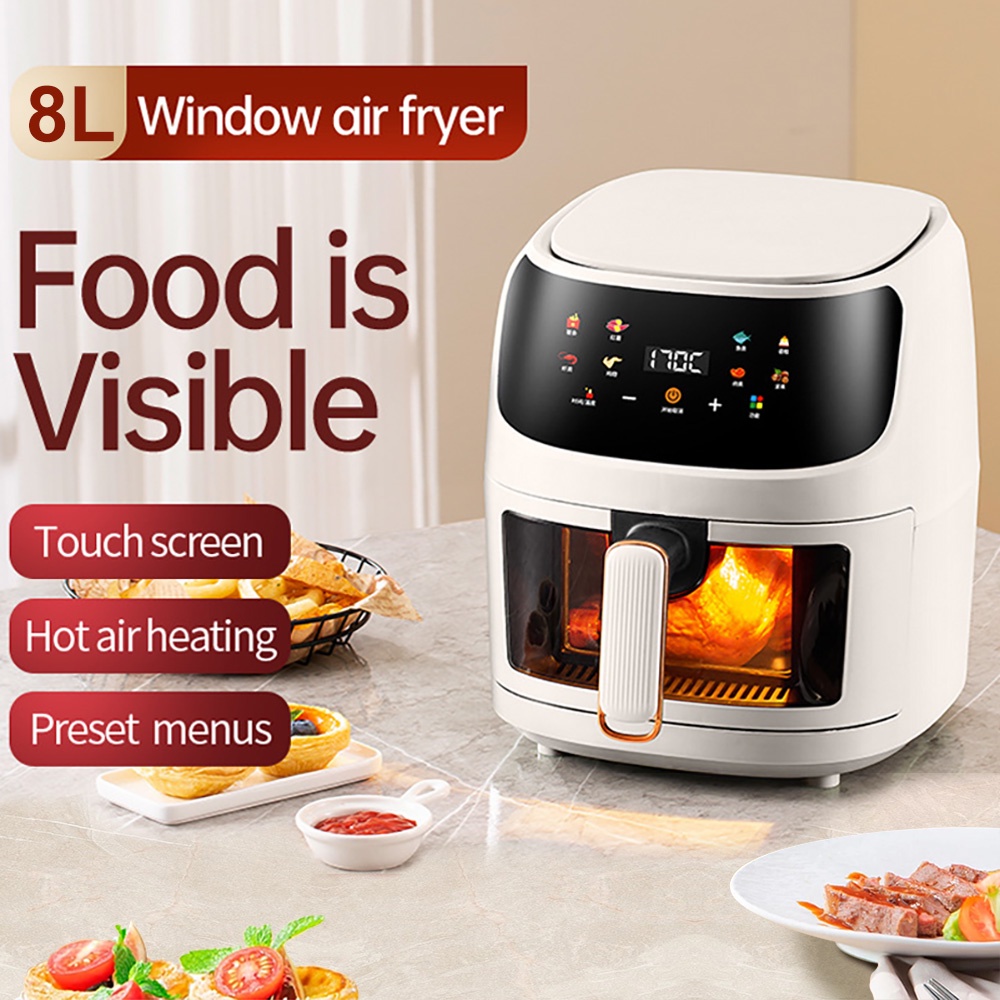 8L Air Fryer New Large Capacity Visual Air Fryer Color Screen Smart