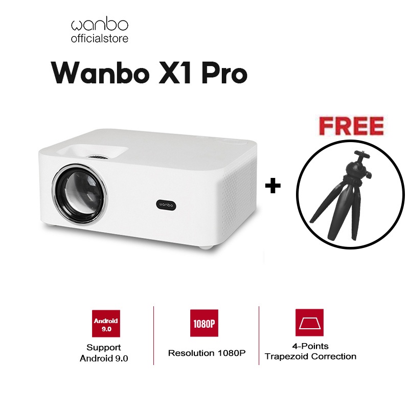 Wanbo X1 Pro Smart Projector Android Version with Wifi and Bluetooth 1080P 4K Mini Portable
