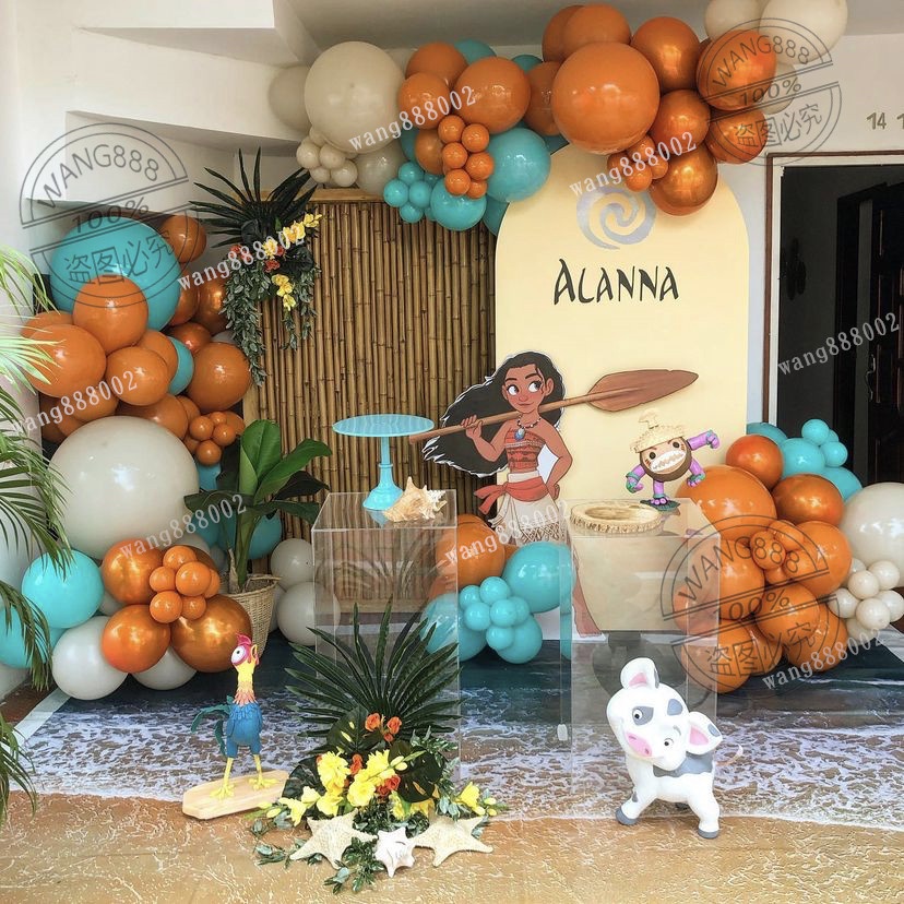 1Set Moana Princess Balloons Garland Arch Kit For Kids Birthday Baby ...