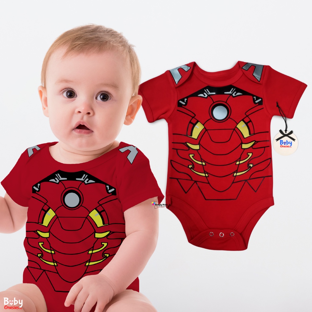 Baby Onesies Ironman Superhero Baby Boy Monthly Costume 0-12