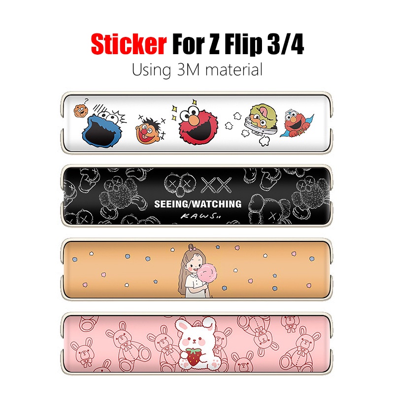Cartoon 3M Sticker Hinge Cover For Samsung Z Flip 4 Z Flip 3 Center ...