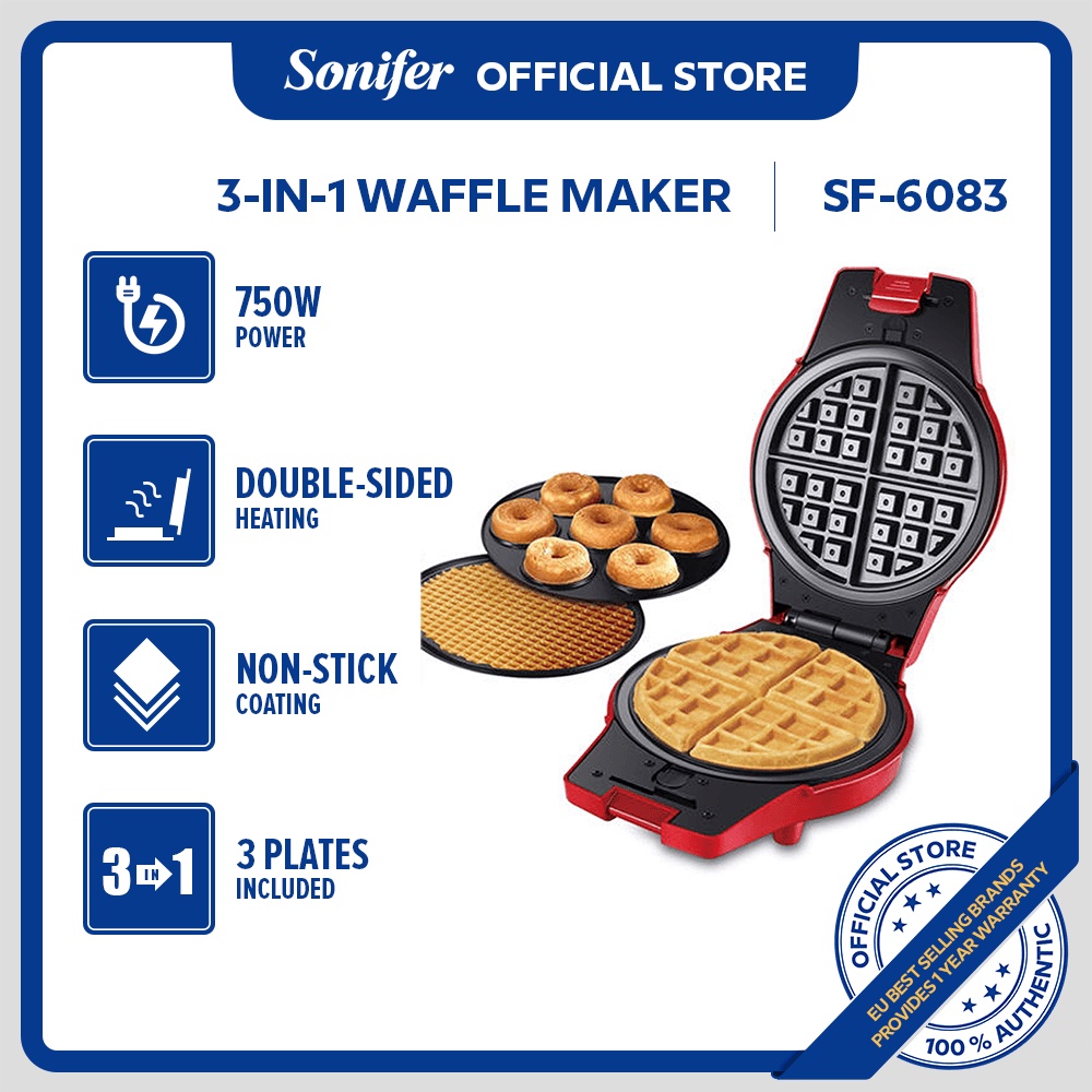 Sonifer 3in1 waffle maker nonstick surface heating suitable for donuts