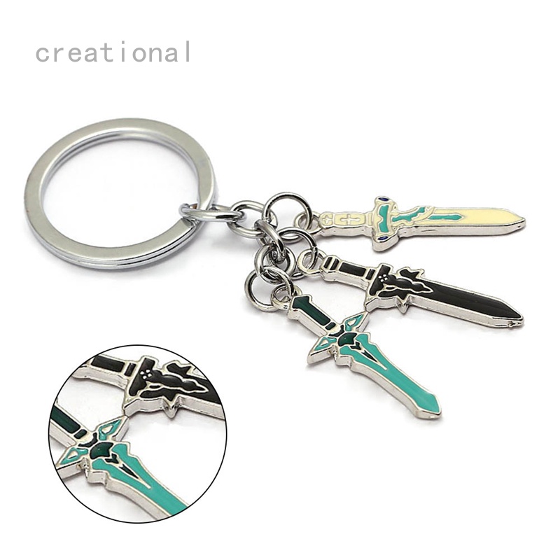 yilidali Anime Sword Art Online Asuna Kirito Keychain Kazuto Sword Key
