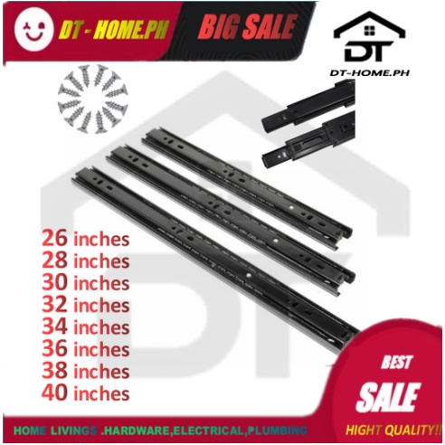 (PER PAIR) Drawer Guide Full Extension Ball Bearing Heavy Duty (26 ...