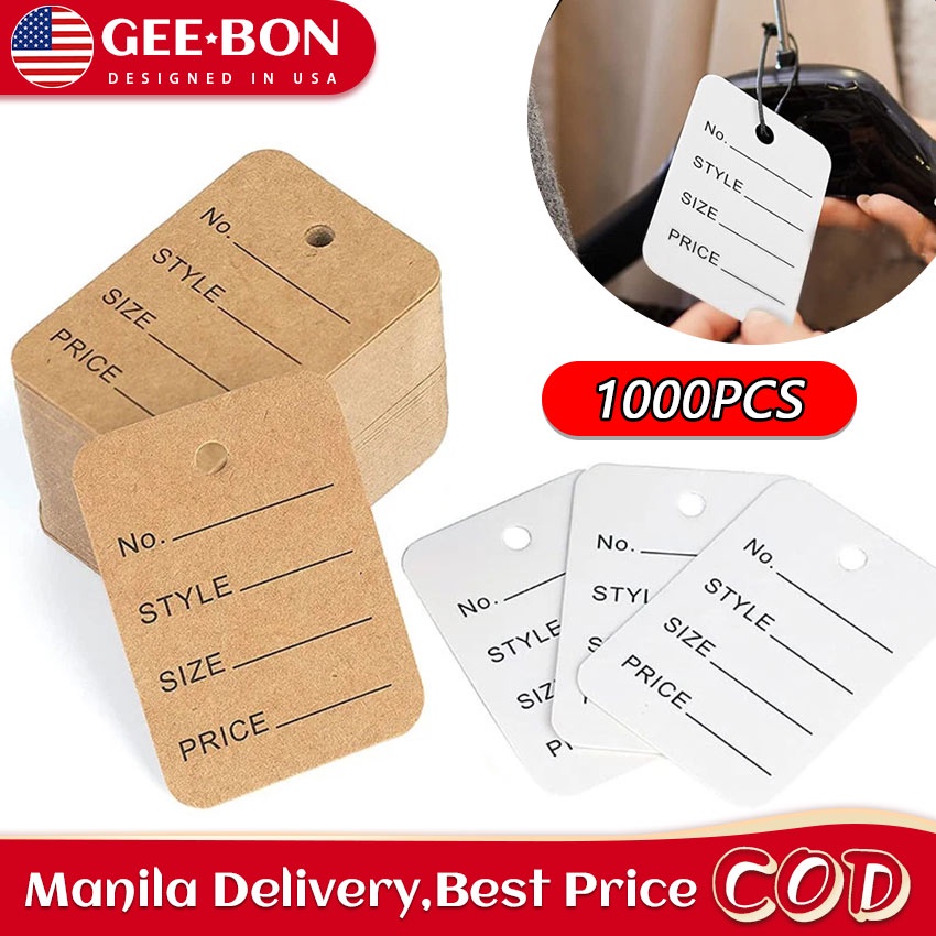 GEEBON 1000pcs Price Tag Kraft Paper Label Clothing Garment Tag Hanging ...