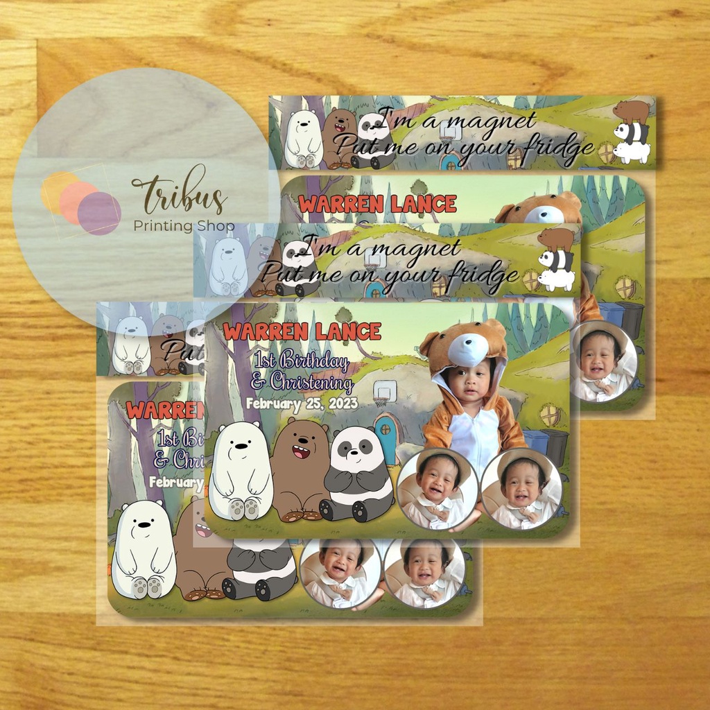 We Bare Bears Ref Magnet Souvenir (Baptismal, Christening, Dedication ...
