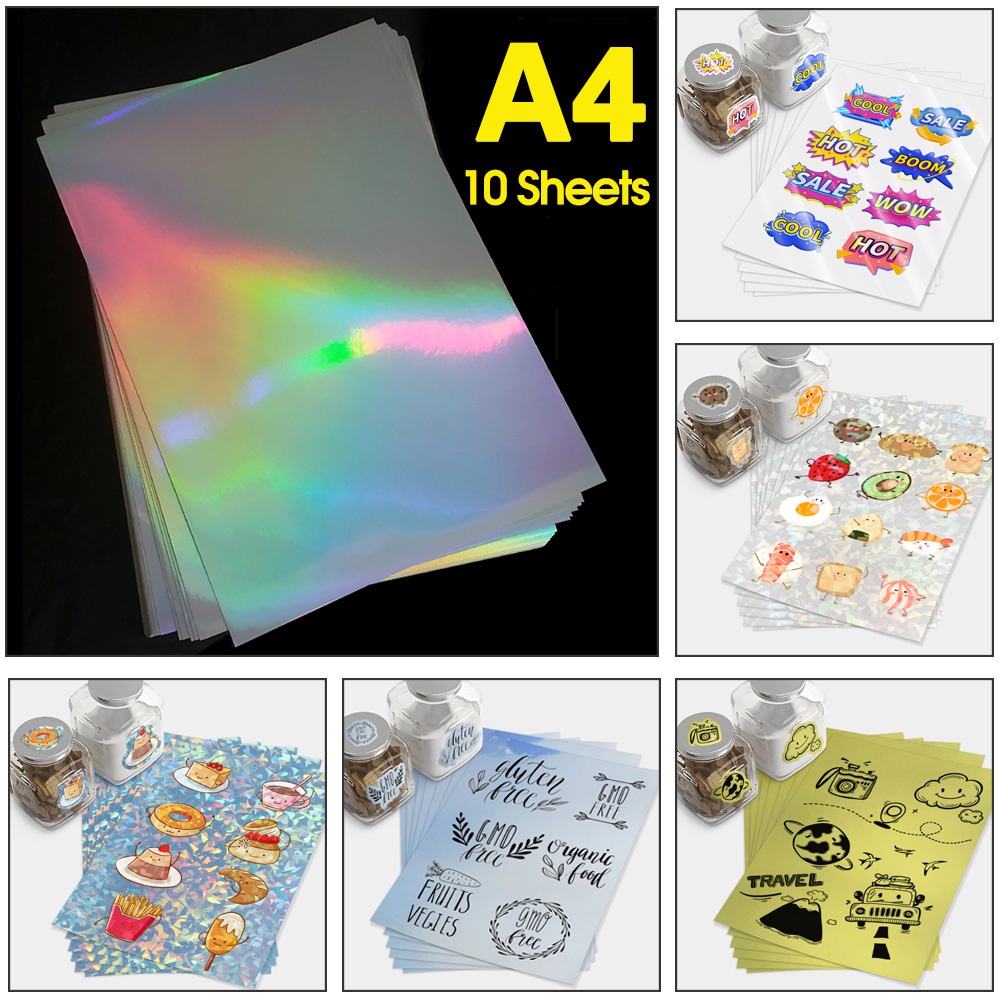 PVC Vinyl Sticker Paper Sheet A4 Size 210mm x 297mm - 10 Sheets, InkJet ...