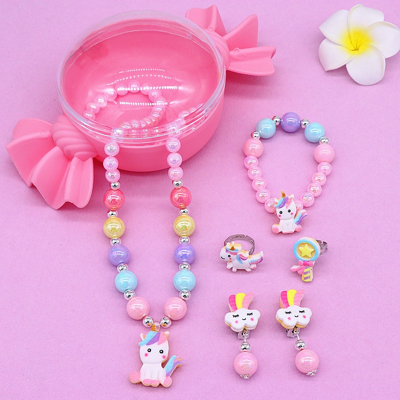 Kids Pearl Alloy Necklace Bracelet Earring Set|Girl Jewelry