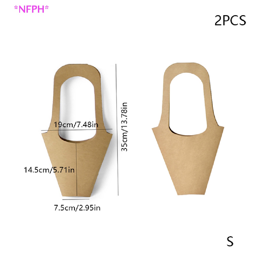 CKFR 2pcs Handle Kraft Paper Flower Bags Flowers Wrapping Gift Flower
