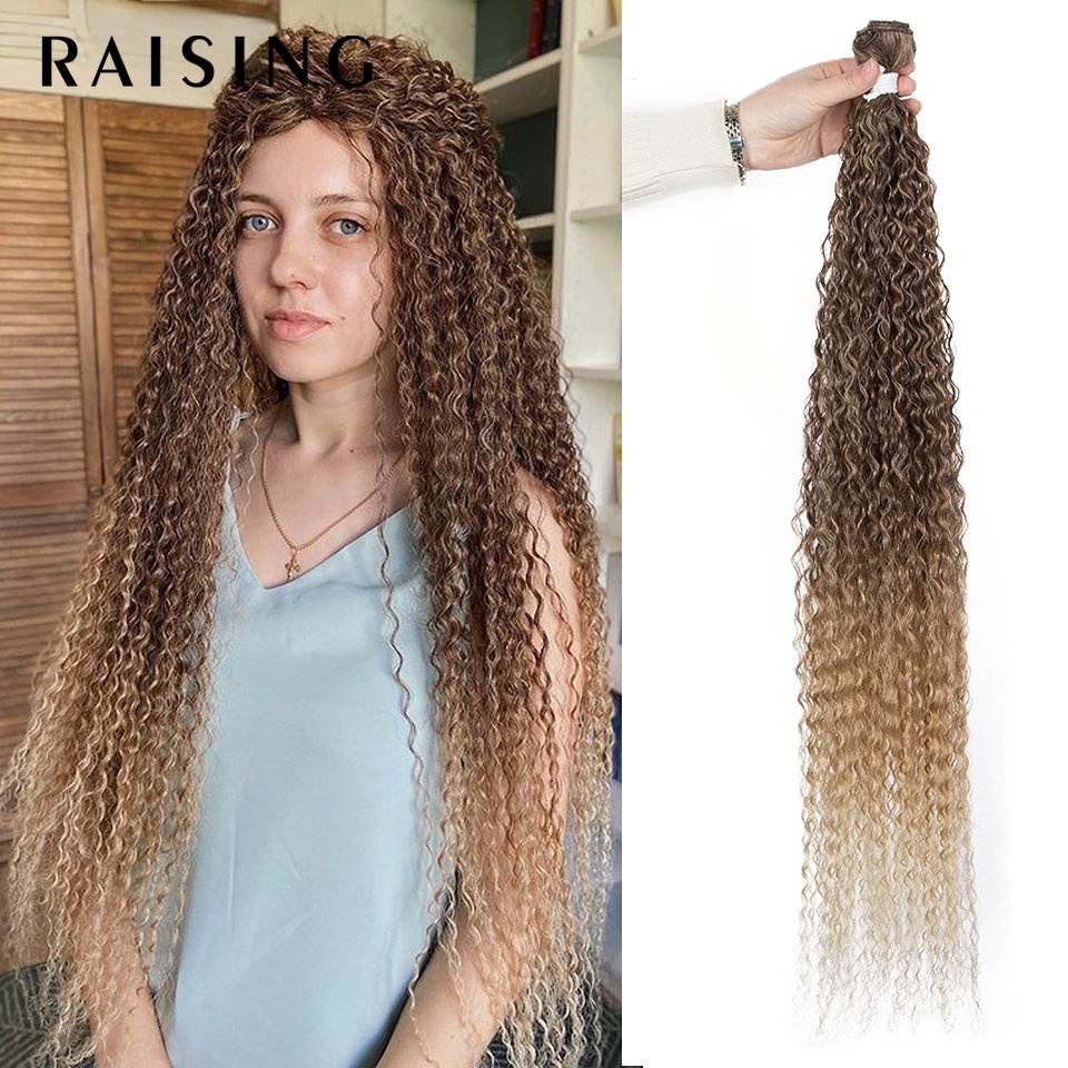 Raising Synthetic Hair Kinky Curly Hair Blondes Blonde Brown Bundles With  Hair Extensions Synthetic Hair Curly Weave Bundles For Women | Shopee  Philippines