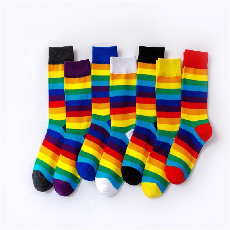 Rainbow High Socks Women's Fashion Socks ins Autumn and Winter Color ...