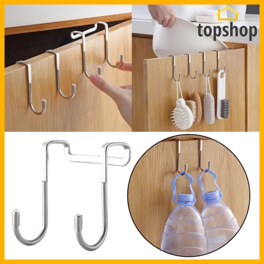 TOPSHOP Double S-Shaped Cabinet Door Hook Kitchen Stainless Steel ...