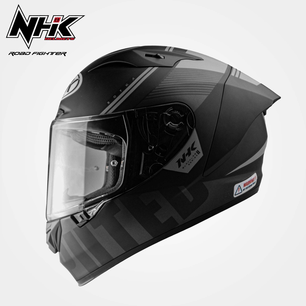 NHK Helmet GPR TECH V2 UNDISPUTED Black and Grey Double D Ring with