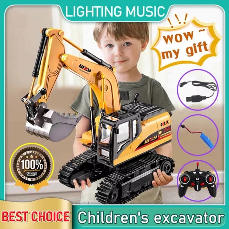 6CH Alloy Remote Control Excavator 1:24 Rechargeable Rc Engineering Car ...