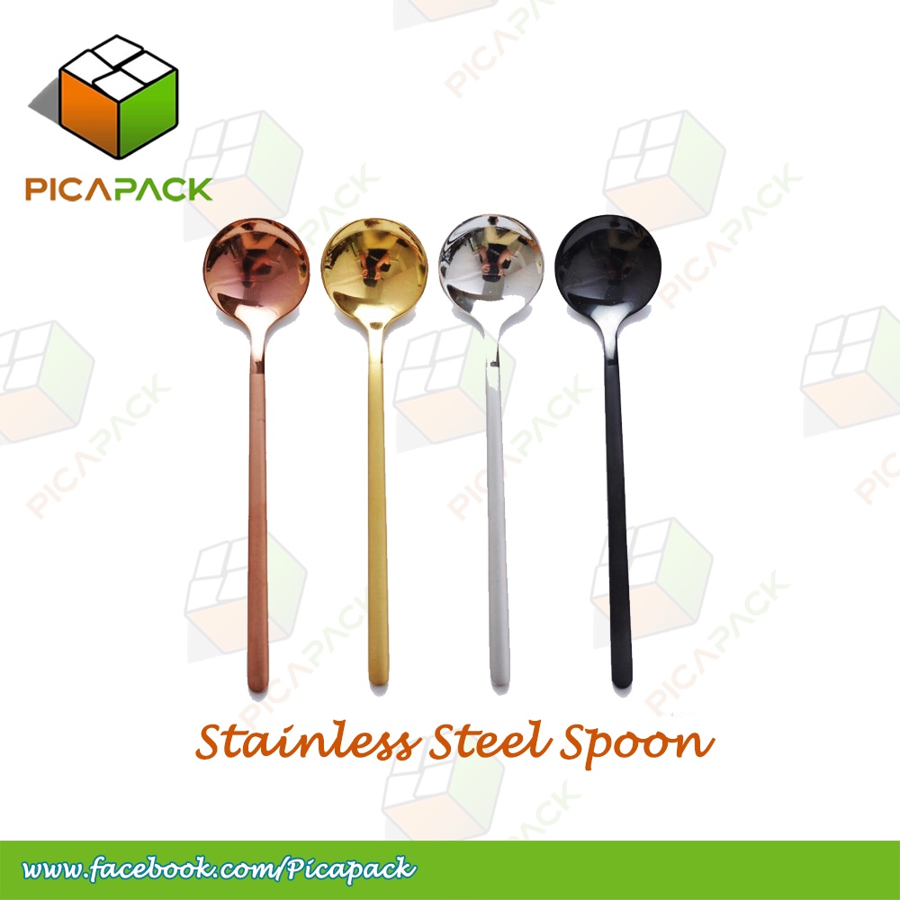 1pc Stainless Steel Spoon Small Round Spoon Dessert Mixing Spoon Shopee Philippines