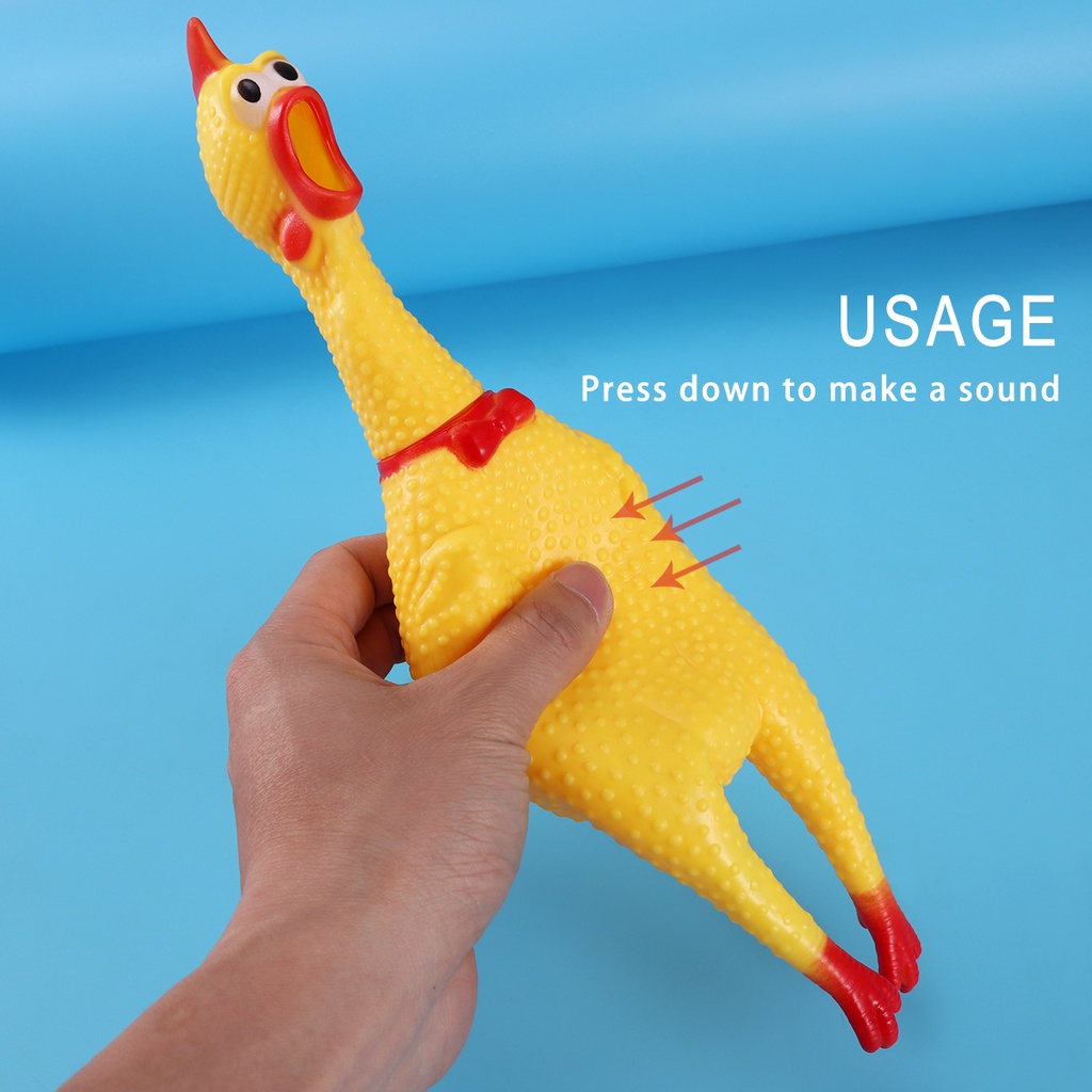 [READY STOCK] Rubber Chicken Toy Yellow Squaking Toys for Chicks