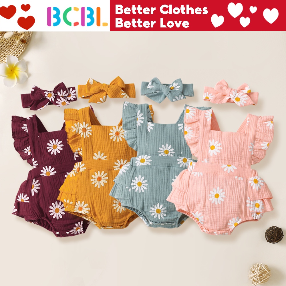 BCBL Baby Girl Clothes Sleeveless Little Daisy Print Romper for Baby 0