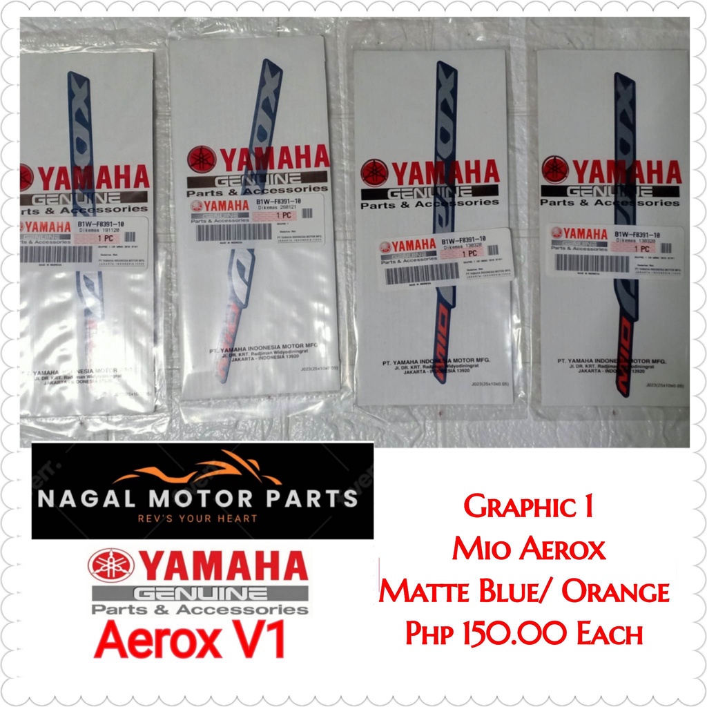 DECALS/STICKER FOR COWLING MATTE BLUE AEROX V1 YAMAHA GENUINE PARTS ...