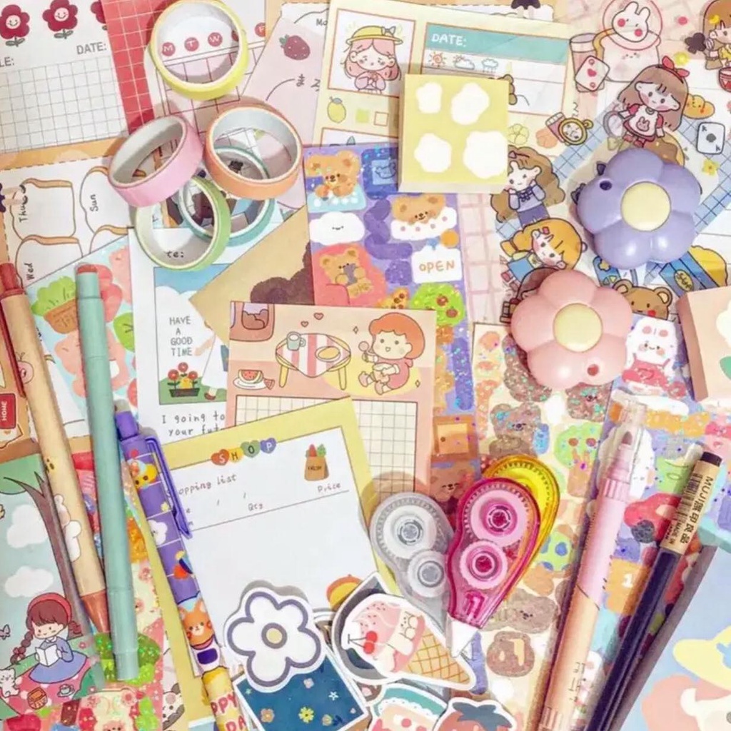 Kawaii Stationery 60+ Pieces Journal Kit With Freebies | Shopee Philippines