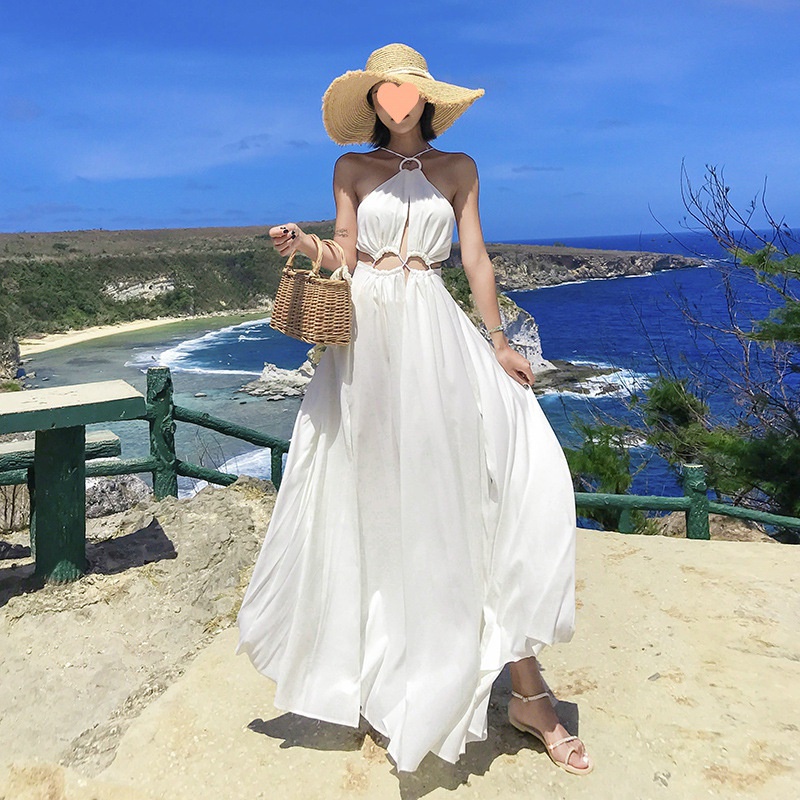 new look beach dresses Berlook Linen Criss-Cross Back Maxi Dress