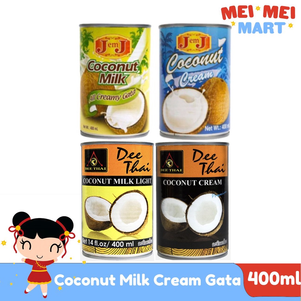 Dee Thai And J Em J Coconut Milk Cream Gata 400ml Shopee Philippines