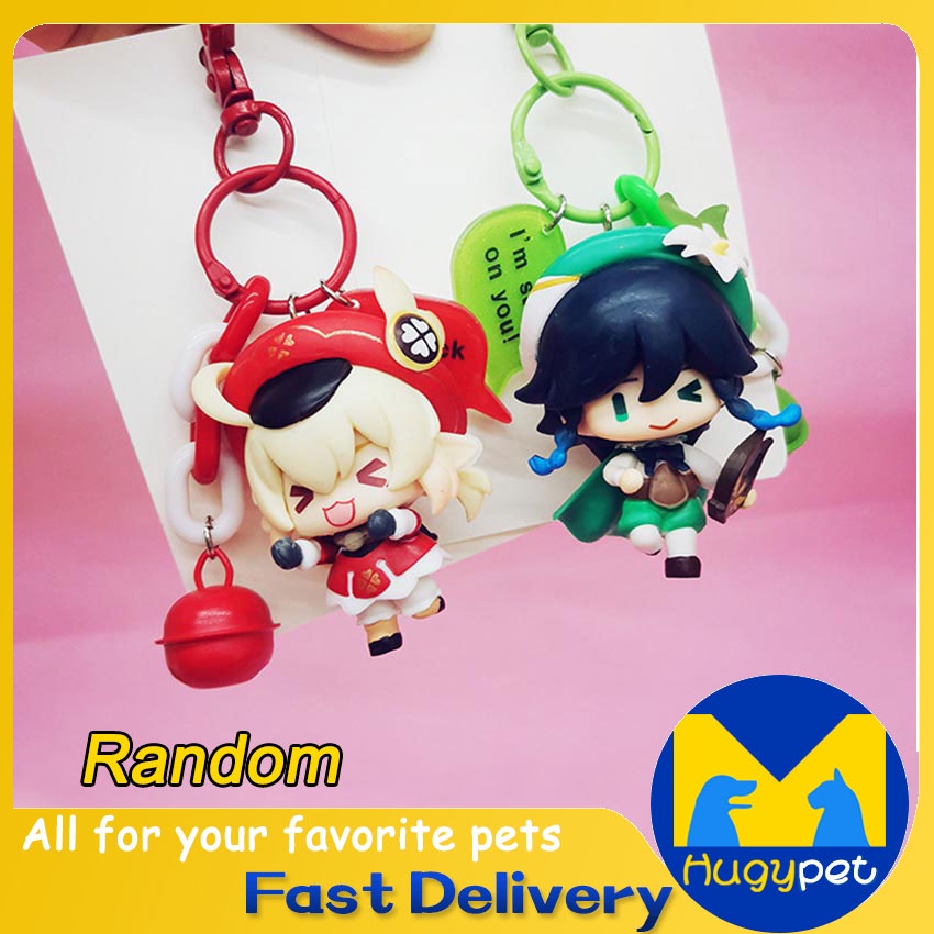 1PC Random Keyring Genshin Impact Key Chain Figure Klee Venti Barbara ...