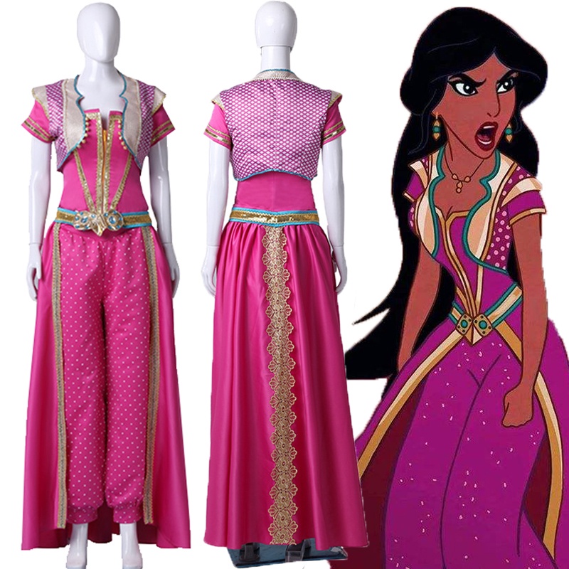 strapless open back dress Aladdin Jasmine 2019 Blue Dress Outfit Cospaly Costume Halloween Princess  Dress  ACcosplay