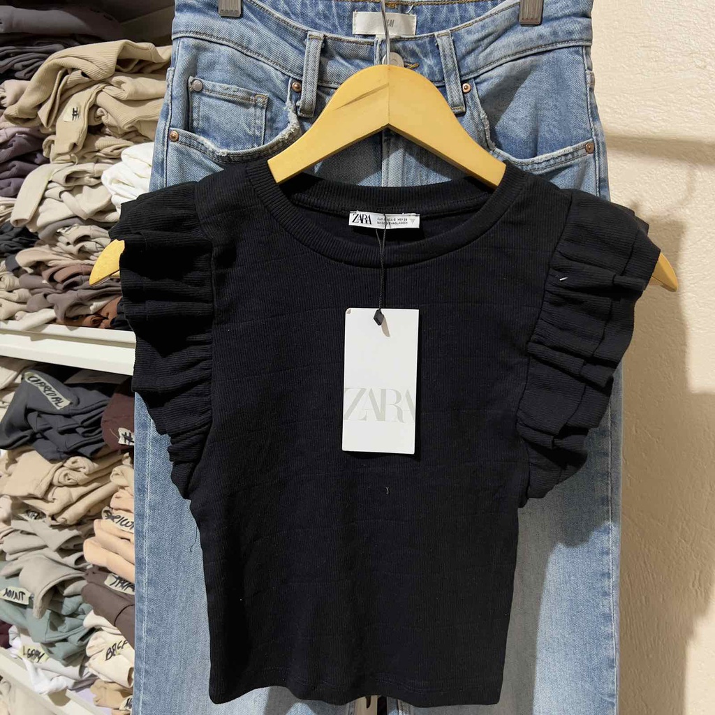 DEARCLOSET | Zara Ruffled Sleeve Top | Shopee Philippines