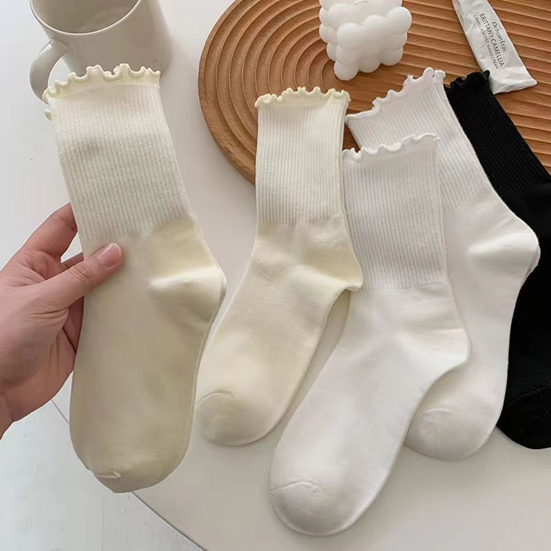 Ear lace socks Women's medium stockings ins fashion summer thin cute ...