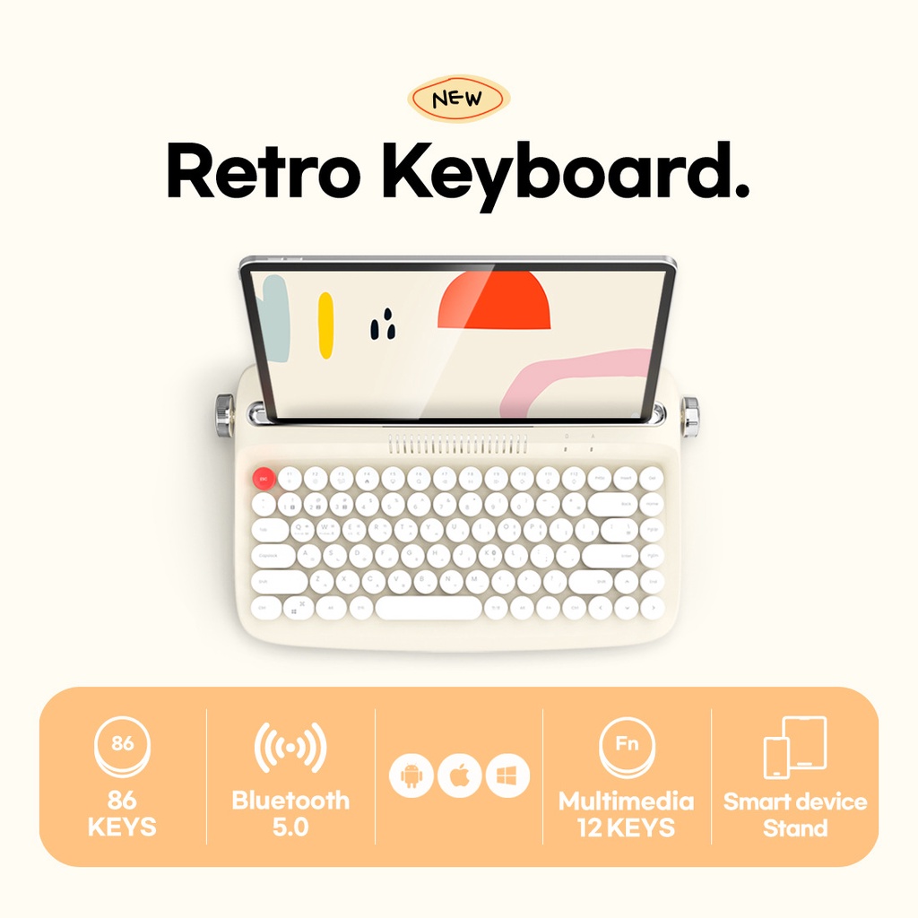 ACTTO B305 Wireless Keyboard, Retro Bluetooth Typewriter Keyboard with