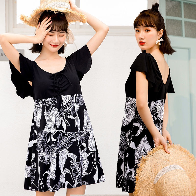 New Women's Large Size Swimsuit Skirt Conservative Covering Belly Plus