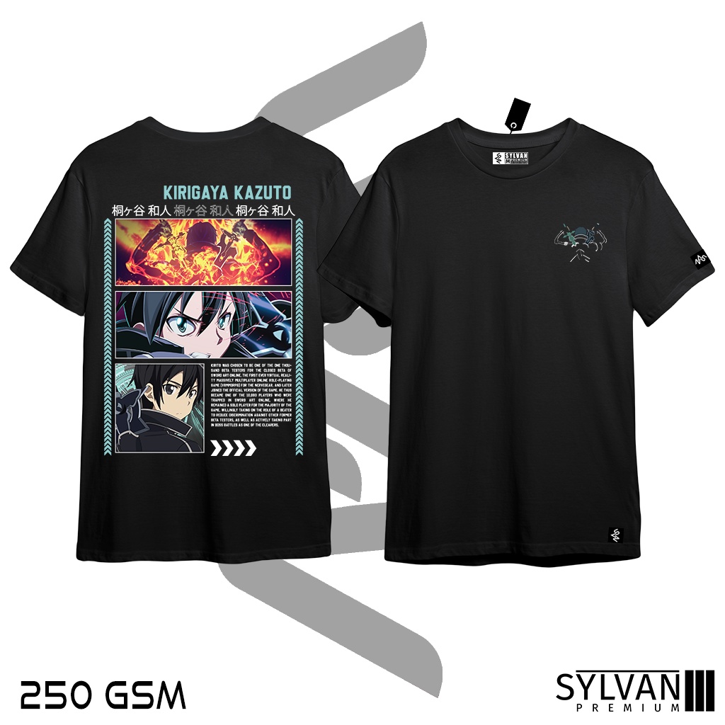 Sylvan Anime Shirt Sword Art Online Kirigaya Kazuto Design 1 250 GSM  Premium Cvc Cotton | Shopee Philippines