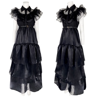 Movie Wednesday Cosplay Dresses Wednesday Addams Cosplay Costume Gothic  Wind Adult Kids Children Dress Halloween Party Costumes