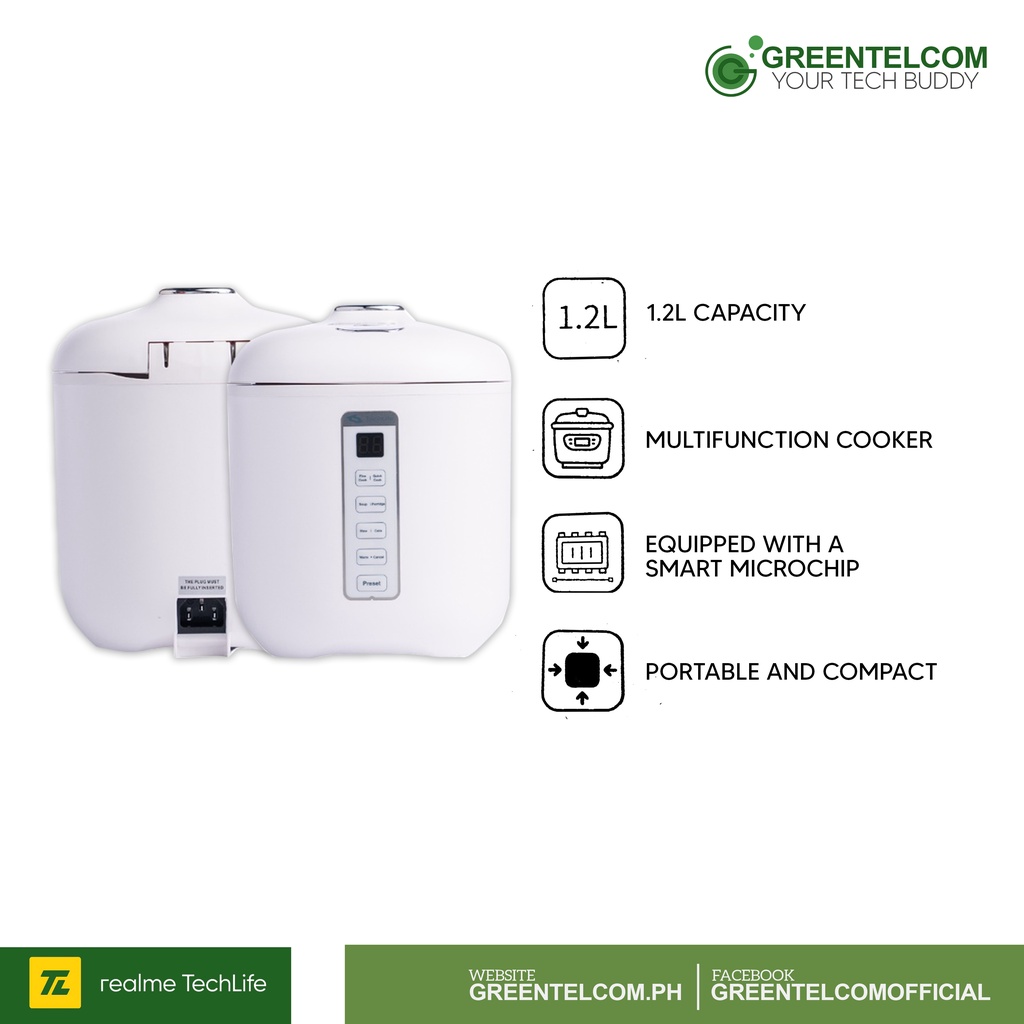 TechLife Rice Cooker 1.2L Capacity Portable & Compact Equipped with