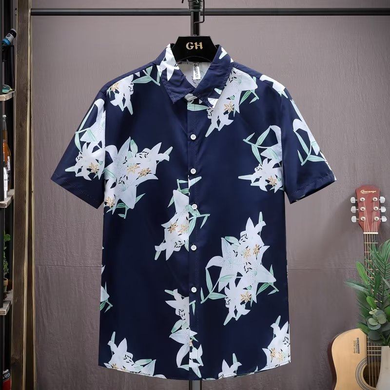 M-XXXXXL Summer Japanese Style Men's Trendy Short Sleeve Hawaiian Shirt ...